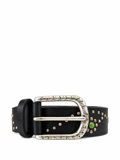 Anderson's Stud-embellished Leather Belt In Black