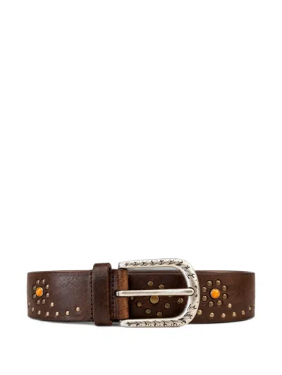 Anderson's Stud-embellished Leather Belt In Brown