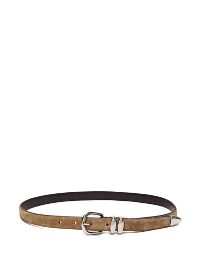 Anderson's Suede Buckled Belt In Brown