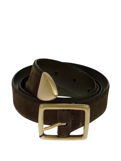 Anderson's Suede Buckled Belt In Brown