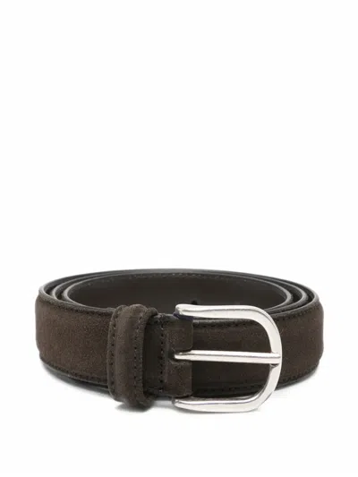 Anderson's Suede-finish Buckle-fastening Belt In Brown
