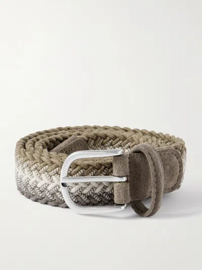 Anderson's Suede-trimmed Woven Cord Belt In Gray