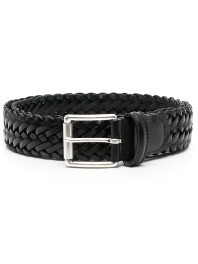 Anderson's Interwoven-design Leather Belt In Blue