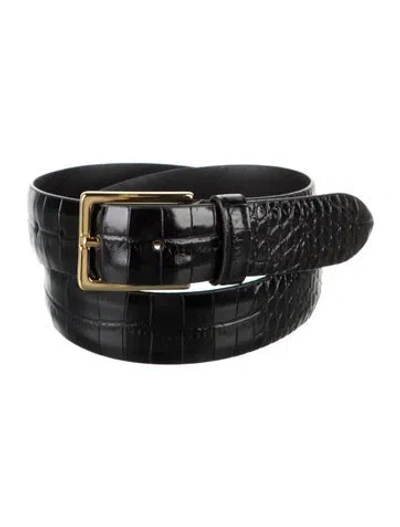 Pre-owned Anderson's Wide Calf Leather Waist Belt In Black