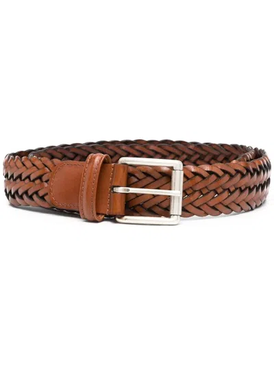 Anderson's Woven Buckle Belt In Brown