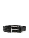 Anderson's Brown Woven Leather Belt In Black