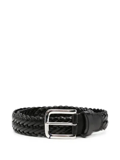Anderson's Brown Woven Leather Belt In Black