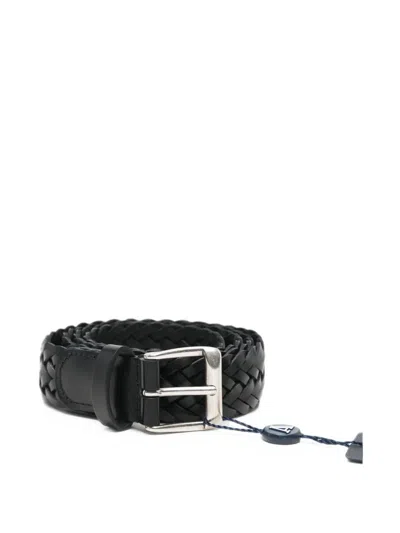 Anderson's Woven Leather Belt In Black
