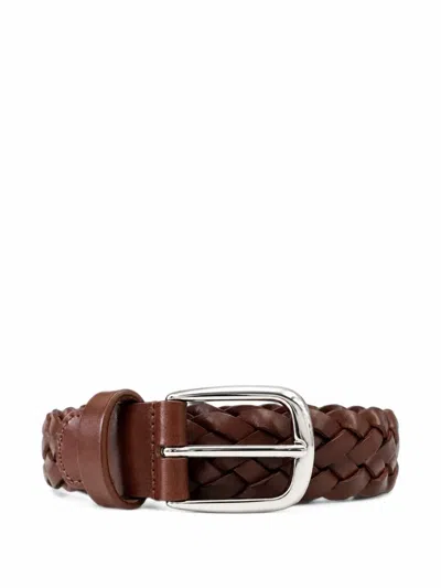 Anderson's Woven Leather Belt In Brown