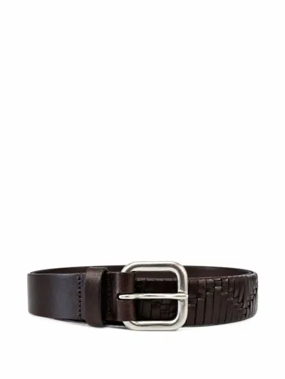 Anderson's Woven Leather Belt In Brown