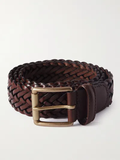 Anderson's Woven Leather Belt In Brown
