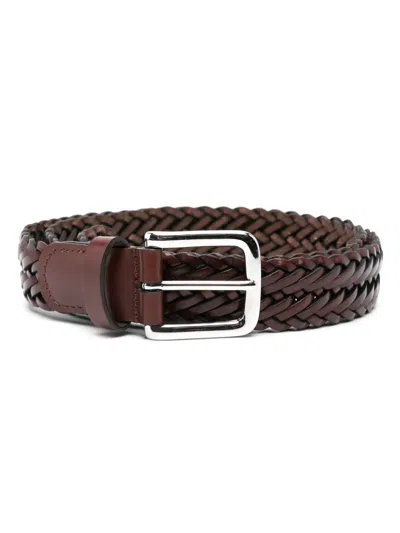 Anderson's Woven Leather Belt In Brown