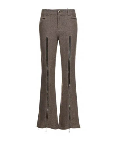 Andersson Bell Aika Zipper Flare Casual Pants In Gray