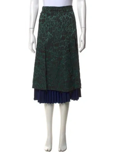 Pre-owned Andersson Bell Animal Print Midi Length Skirt In Green