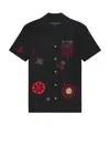 Andersson Bell April Embroidery Open Collar Shirt In Black