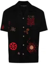 Andersson Bell April Embroidery Open Collar Shirt In Black  