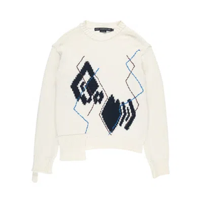 Pre-owned Andersson Bell Argyle Crewneck Sweater 'ecru' | Cream | Men's Size M In White