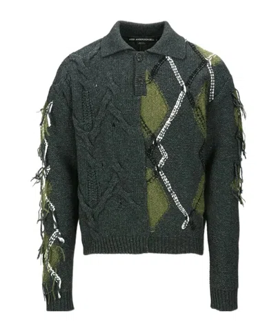 Andersson Bell Argyle Fisherman Sweater In Green