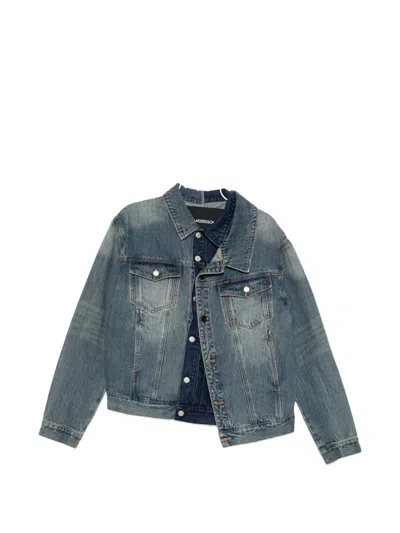 Andersson Bell Asymmetric-layered Denim Jacket In Blue