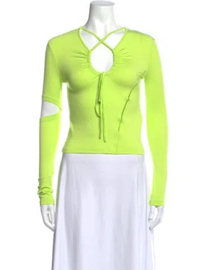 Pre-owned Andersson Bell Asymmetrical Long Sleeve Top In Yellow
