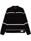 Andersson Bell B&w Stripe Polo Sweater In Black