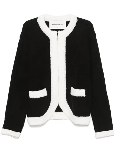 Andersson Bell B & W Zip-up Cardigan In 黑色