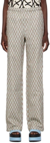 Andersson Bell Beige Trousers With Jacquard Pattern And Overlays In Beige