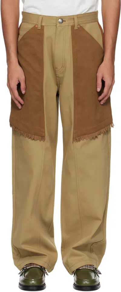 Andersson Bell Beige & Tan Cowboy Wrap Jeans