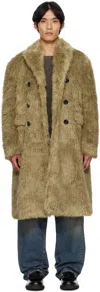 Andersson Bell Beige Fields Buttons Faux-fur Coat In Multi