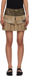 Andersson Bell Beige Inside Out Pleats Miniskirt In Brown