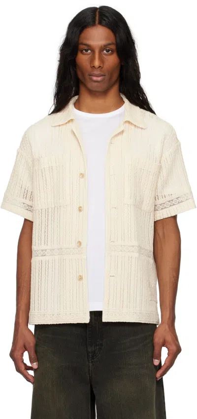 Andersson Bell Beige Jacquard Stripe Shirt In Ecru