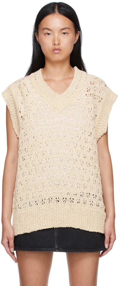 Andersson Bell Beige Organic Cotton Vest In Ecru