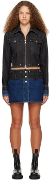 Andersson Bell Black & Blue 3-way Denim Minidress In Washed Black/indigo