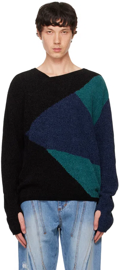 Andersson Bell Black & Blue Fite Jumper In Black/blue