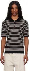 Andersson Bell Black & Brown Stripe Sweater Polo In Black/brown