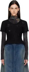 Andersson Bell Cap Sleeve Sweater Layered Tee In Black