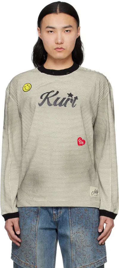 Andersson Bell Black & Off-white 'kurt' Stripe T-shirt In Ecru