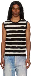 Andersson Bell Striped Net Vest In Black / Ecru