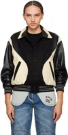 Andersson Bell Black & Off-white Robyn Leather Bomber Jacket In Black