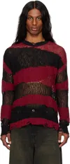 Andersson Bell Black & Red Stripe Crew-neck Sweater In Black/red