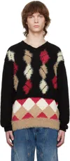 Andersson Bell Black Argyle Sweater In Black Black