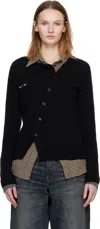 Andersson Bell Black Button Slim Knit Cardigan In Multi