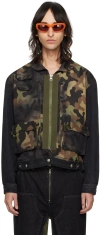 Andersson Bell Black Camouflage Denim Jacket In Black