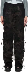 Andersson Bell Camouflage Mesh Layered Tying Trousers In Black