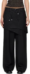 Andersson Bell Black Crossover Wrap Tailored Trousers In Black