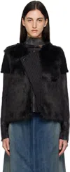 Andersson Bell Black Curved Placket Reversible Faux-fur Vest In Black
