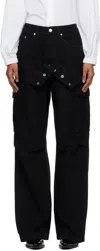 Andersson Bell Black Double Waist Work Wide-leg Cargo Pants In Black