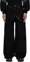 Andersson Bell Double-waisted Cargo Wide-leg Jeans In Black