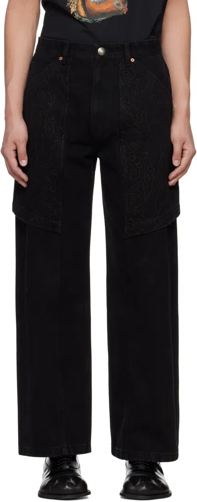 Andersson Bell Black Embroidery Wrap Jeans