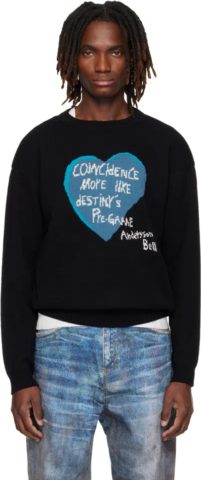 Andersson Bell Black Heart Message Crew-neck Sweater In Multi